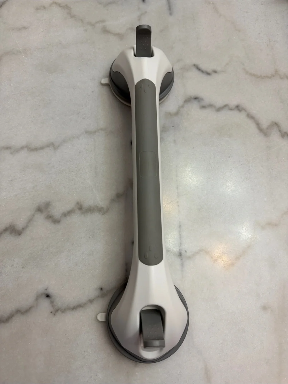 White and Gray Suction Grab Bar for Bathroom Safety